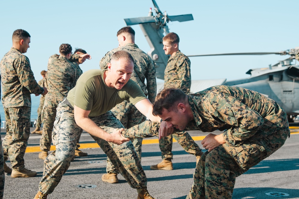 BLT 1/5 Conducts Non-Lethal Weapons Training Aboard Boxer