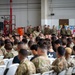 Photo of Georgia Air National Guard leadership holding all call for 116th Air Control Wing Airmen