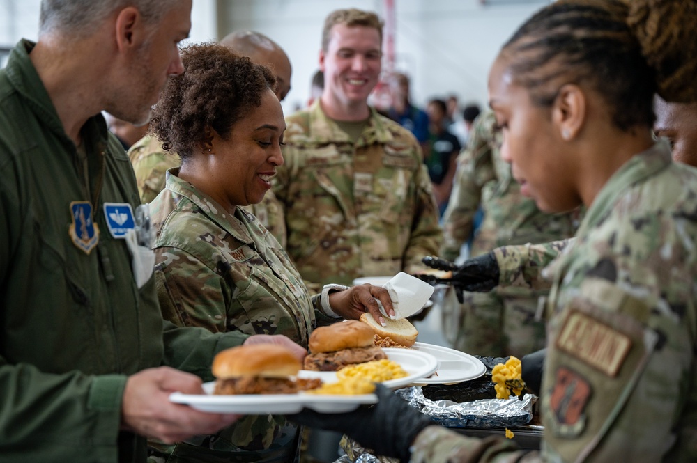 Photo of 116th Air Control Wing during morale event for National Suicide Prevention Awareness Month