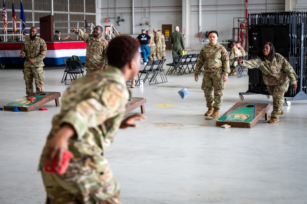 Photo of 116th Air Control Wing during morale event for National Suicide Prevention Awareness Month