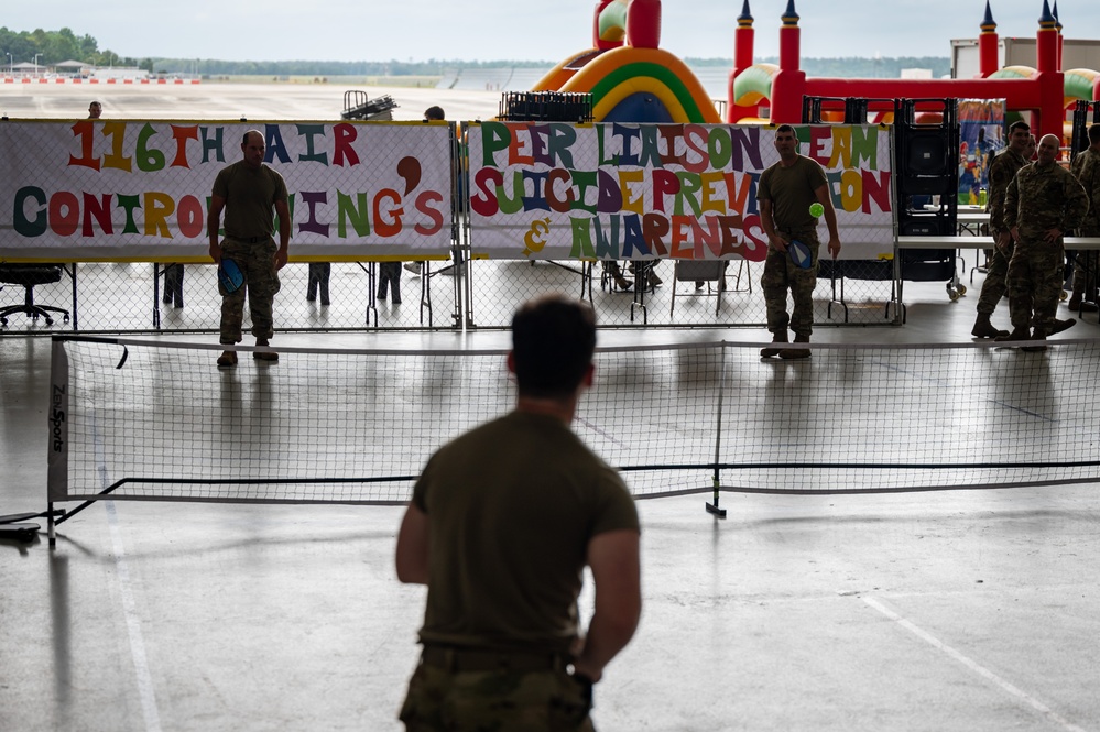 Photo of 116th Air Control Wing during morale event for National Suicide Prevention Awareness Month