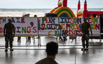 Photo of 116th Air Control Wing during morale event for National Suicide Prevention Awareness Month