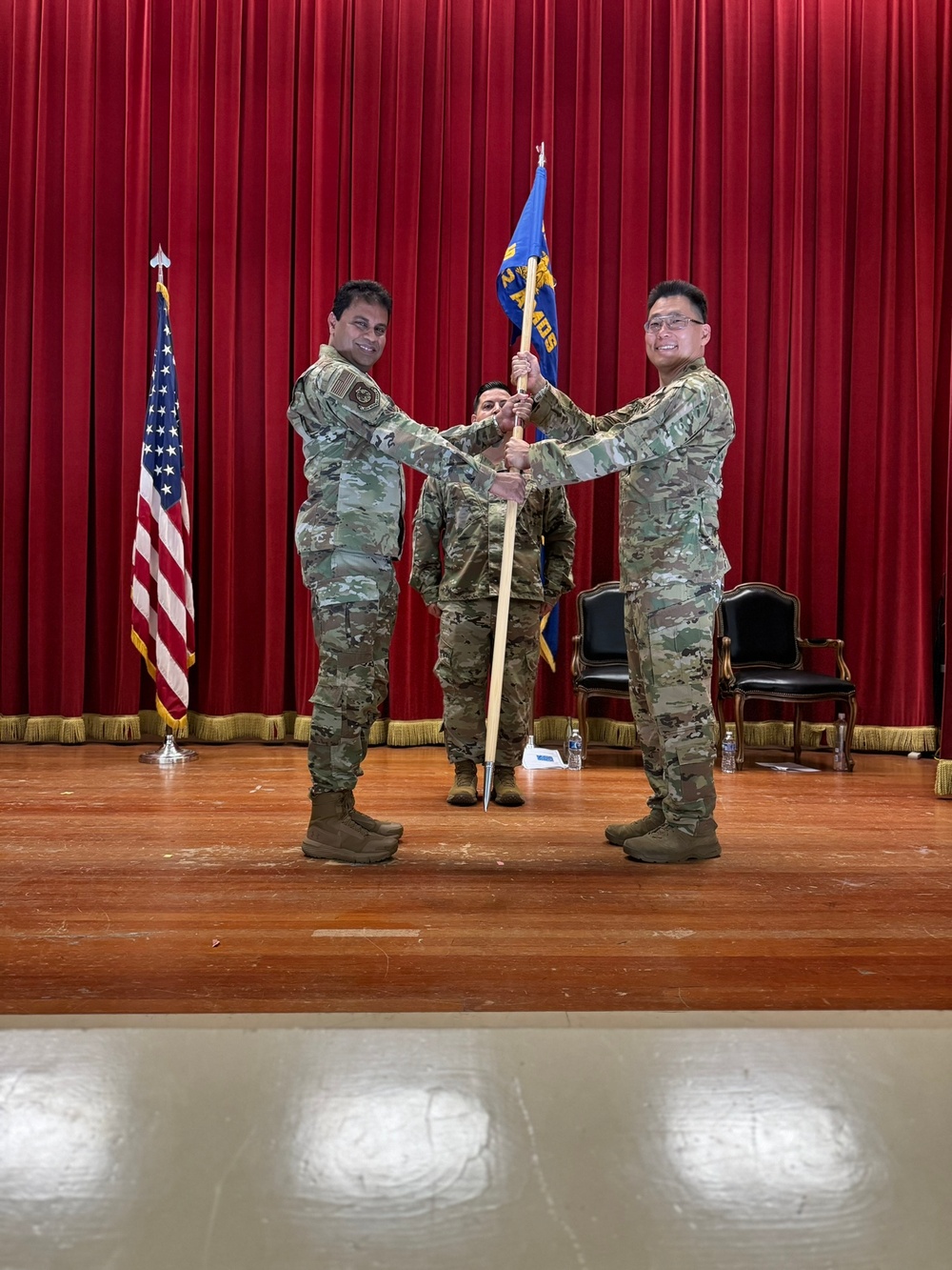 United States Air Force Colonel Joseph S. Hong assumes command of the 452nd Aerospace Medical Squadron from Colonel Niren Angle on Saturday, September 14, 2024, March Air Reserve Base, CA.