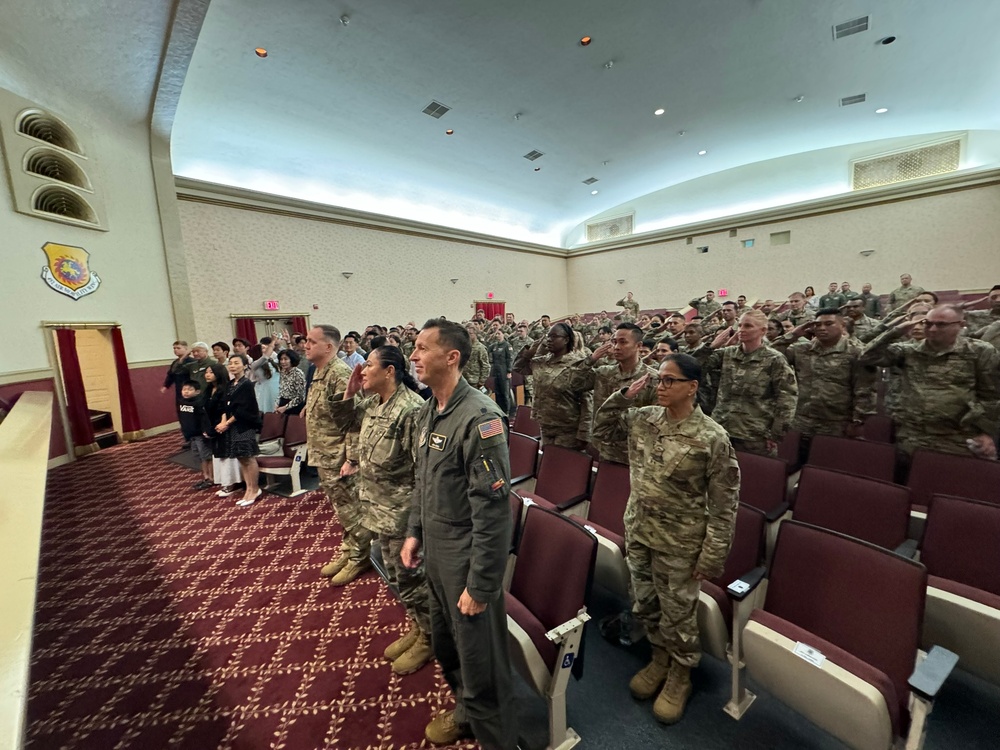 Members from the 452nd Aerospace Medical Squadron Render the First Salute to Colonel Joseph S. Hong