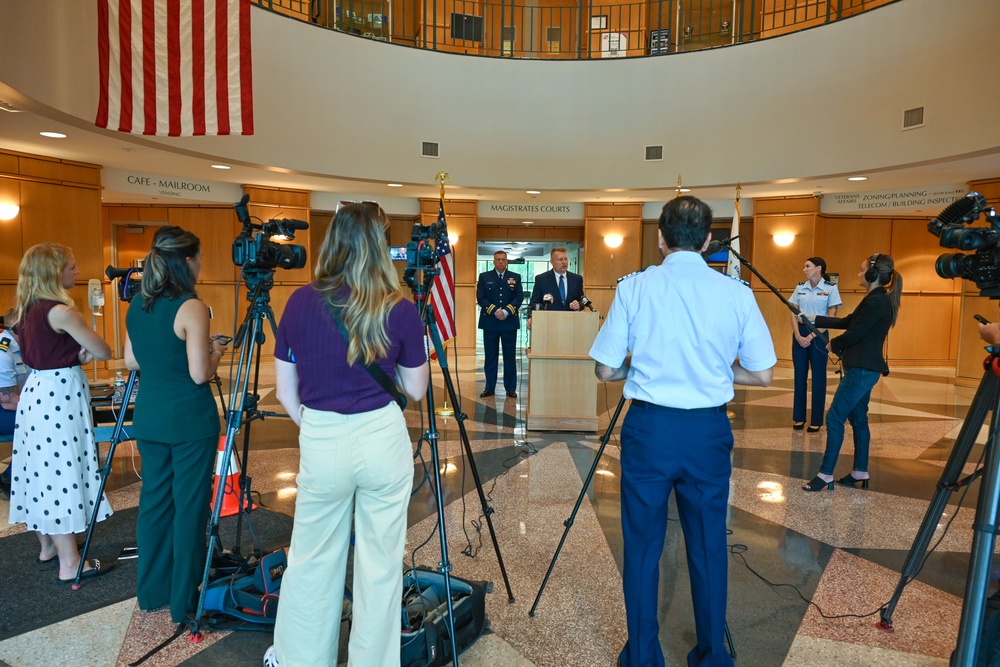 U.S. Coast Guard holds a press conference before the Marine Board of Investigation Titan submersible hearing