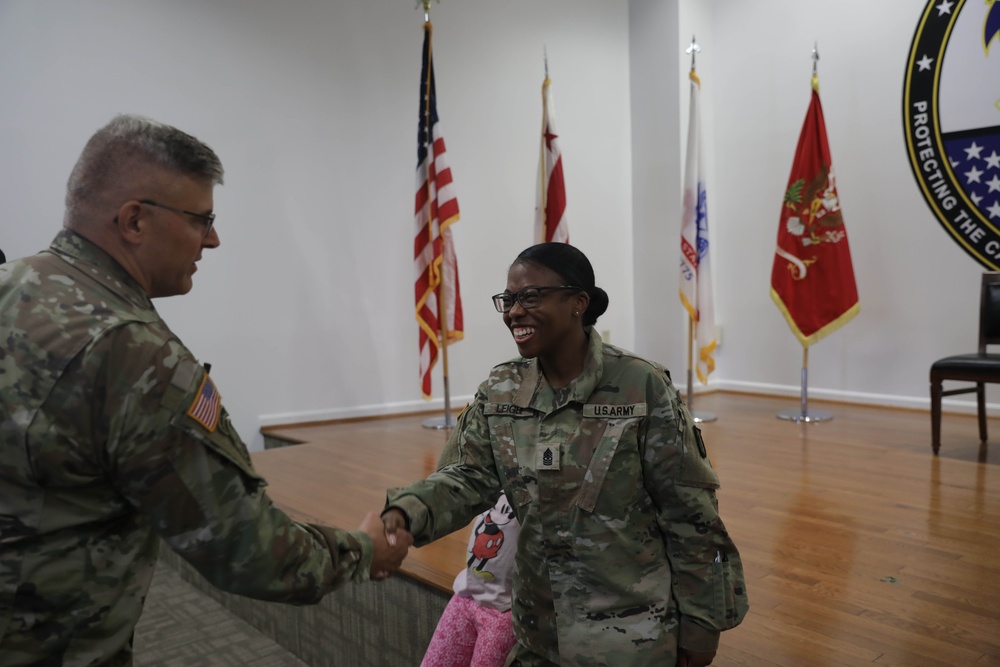 District of Columbia National Guard hosts ceremony for newly promoted Sergeant Major Marutina O. Leigh