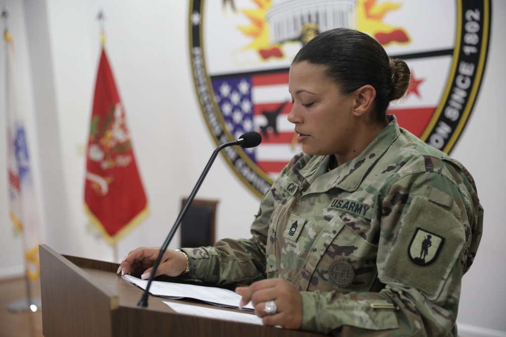 District of Columbia National Guard hosts ceremony for newly promoted Sergeant Major Marutina O. Leigh