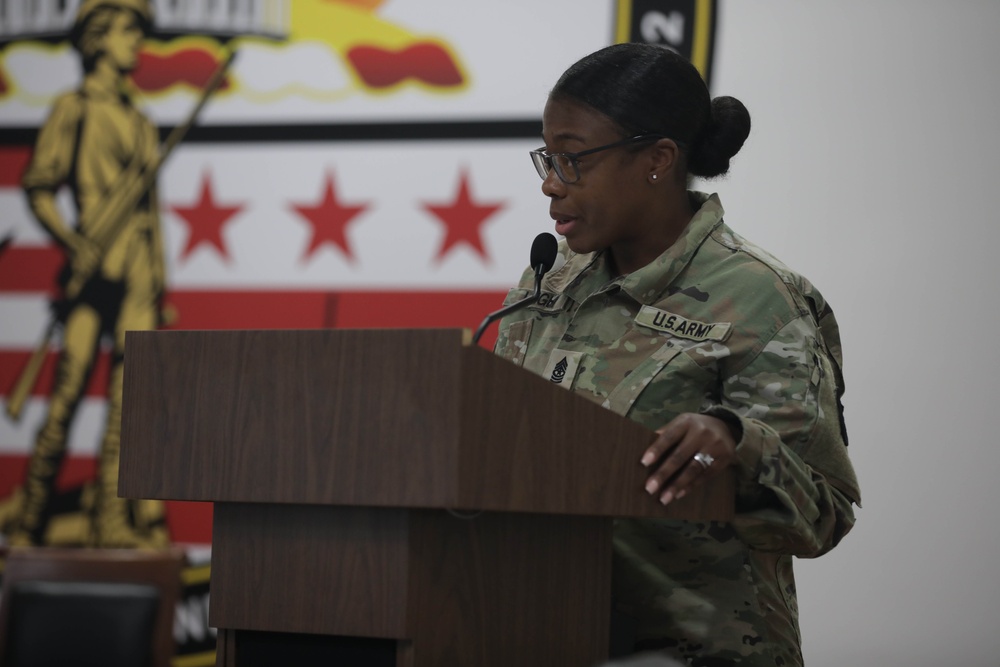 District of Columbia National Guard hosts ceremony for newly promoted Sergeant Major Marutina O. Leigh