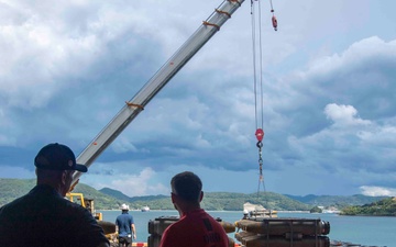 USS America (LHA 6) Conducts Ordnance Handling Evolution