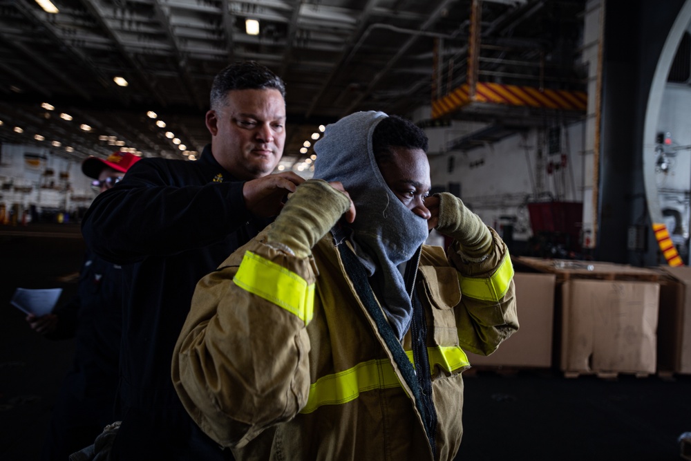 Nimitz Sailors Participate in a General Quarters Drill