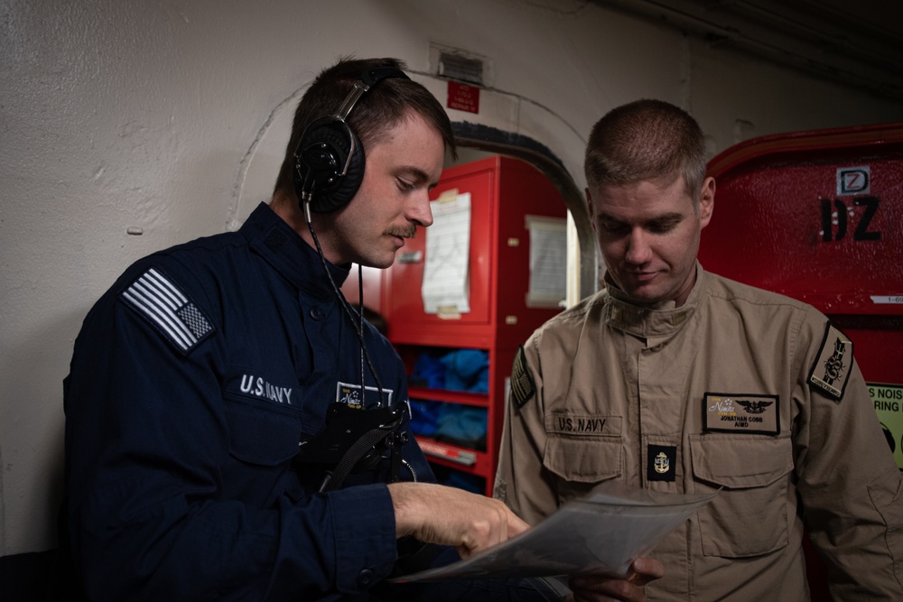 Nimitz Sailors Establish Communications During a General Quarters Drill