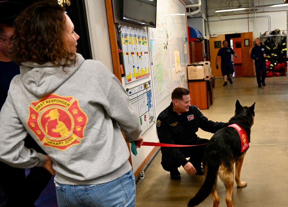 Firefighters at the Presidio of Monterey find support in therapy dog visit