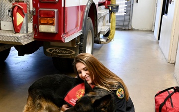 Firefighters at the Presidio of Monterey find support in therapy dog visit