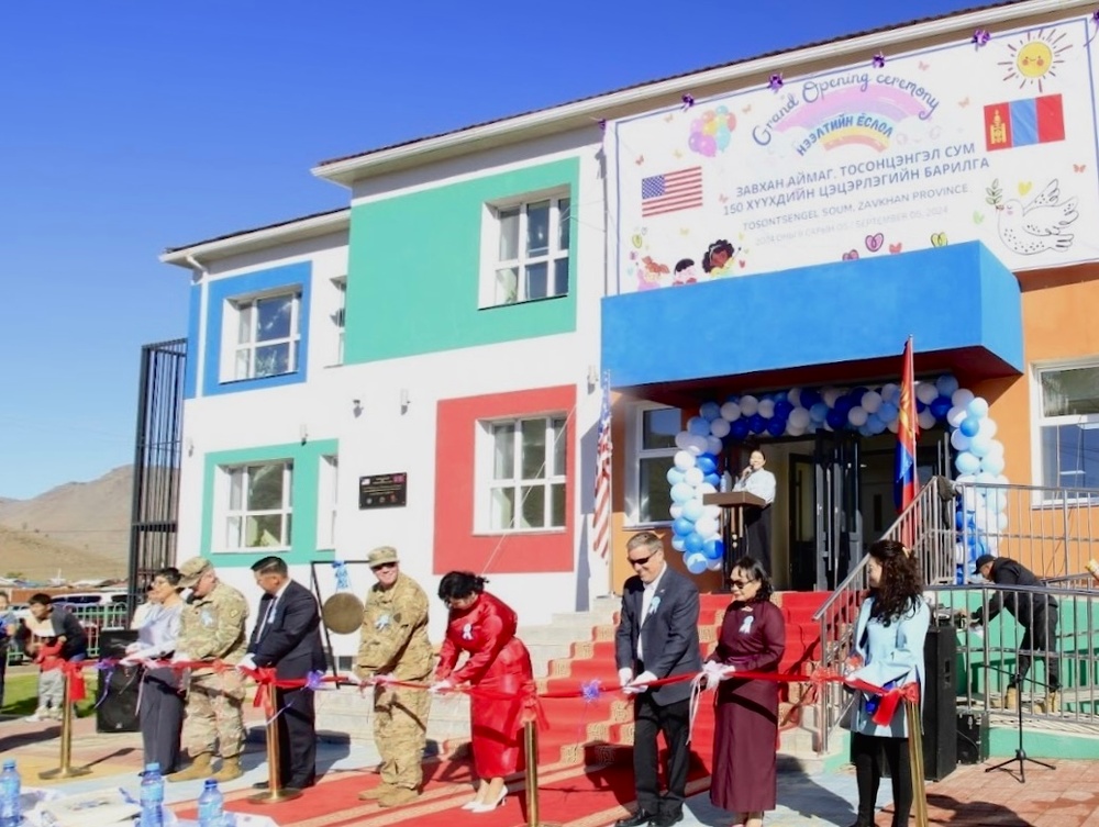 Representatives of the Alaska District, the U.S. Embassy in Ulaanbaatar and local dignitaries attended the handover ceremony for the newly constructed kindergarten in Tosontsengel, Mongolia