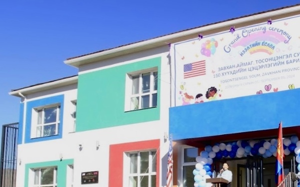 Representatives of the Alaska District, the U.S. Embassy in Ulaanbaatar and local dignitaries attended the handover ceremony for the newly constructed kindergarten in Tosontsengel, Mongolia