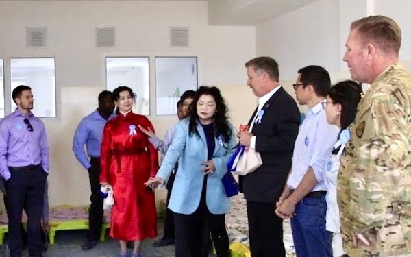 After the handover ceremony, local dignitaries led a tour of the newly constructed kindergarten