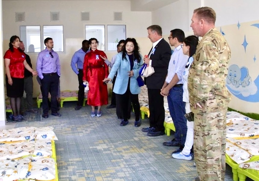 After the handover ceremony, local dignitaries led a tour of the newly constructed kindergarten