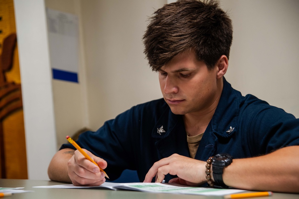 USS San Diego Holds the Navy-wide Advancement Exam