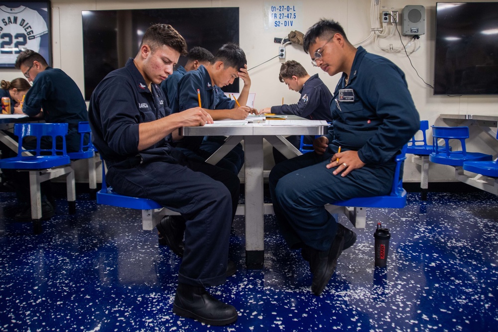 USS San Diego Holds the Navy-wide Advancement Exam