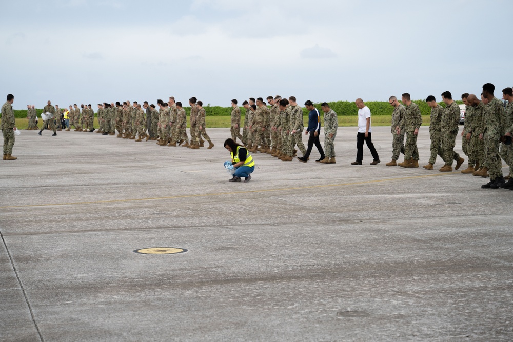 Installation Personnel aboard Diego Garcia conduct a Foreign Object Debris (FOD) walkdown