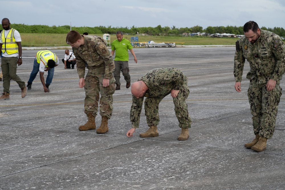 Installation Personnel aboard Diego Garcia conduct a Foreign Object Debris (FOD) walkdown