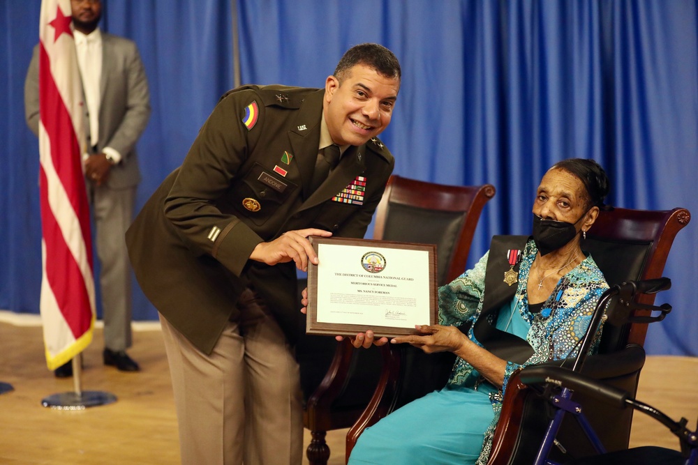 D.C. National Guard Awards Nancy Foreman with Meritorious Service Medal for 56 Years of Service