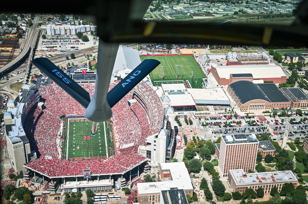 155th Air Refueling Wing performs flyover for Huskers opening football game