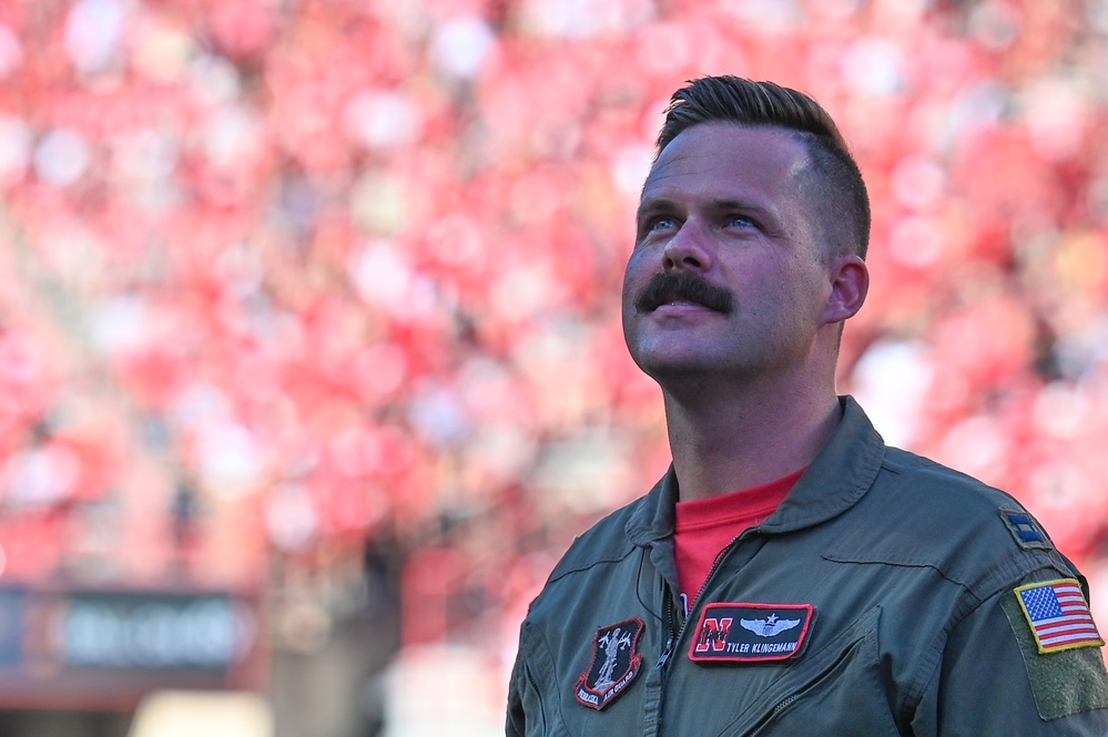 155th Air Refueling Wing performs flyover for Huskers opening football game