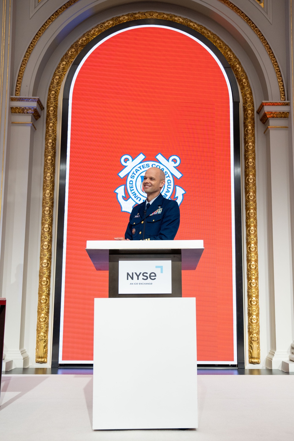 Coast Guard Members Attend Opening Bell Ceremony at New York Stock Exchange