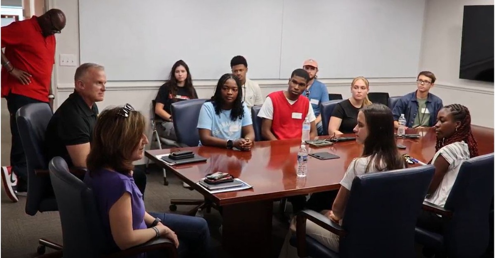 Mr. Colvin, Ms. Kilgore, and Chief of Staff for JPEO-CBRND meet with Interns on Wearables Demo