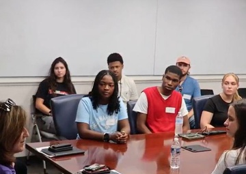Mr. Colvin, Ms. Kilgore, and Chief of Staff for JPEO-CBRND meet with Interns on Wearables Demo