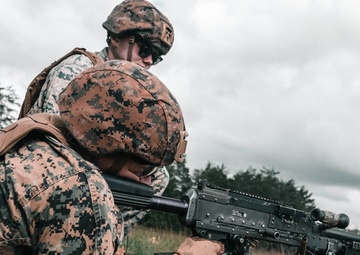 U.S. Marines with Security Battalion, Marine Corps Base Quantico, participate in a machine gun range
