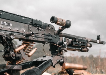 U.S. Marines with Security Battalion, Marine Corps Base Quantico, participate in a machine gun range