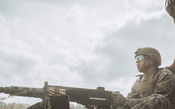 U.S. Marines with Security Battalion, Marine Corps Base Quantico, participate in a machine gun range