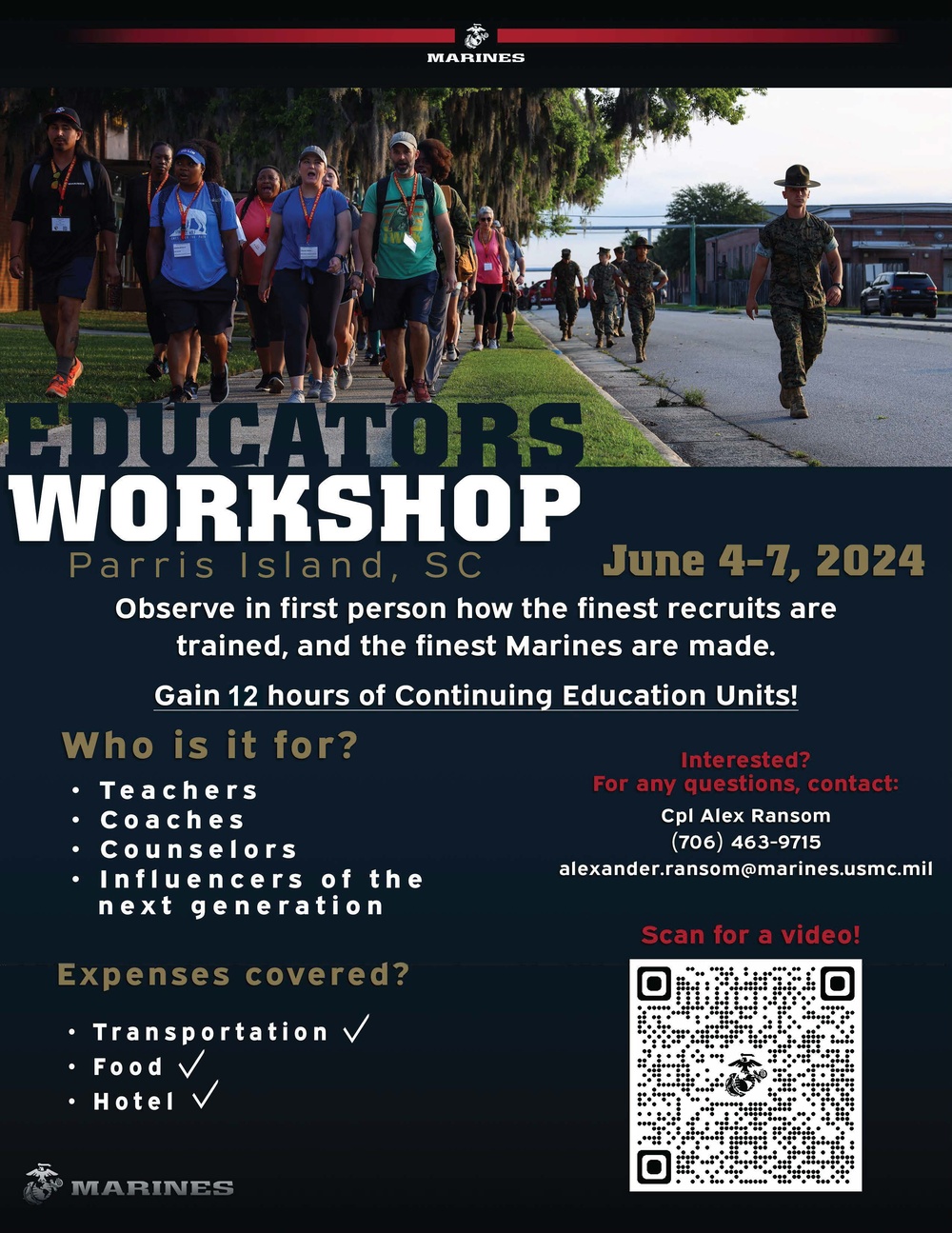 Recruiting Station Columbia Educators Workshop 2024 Flyer