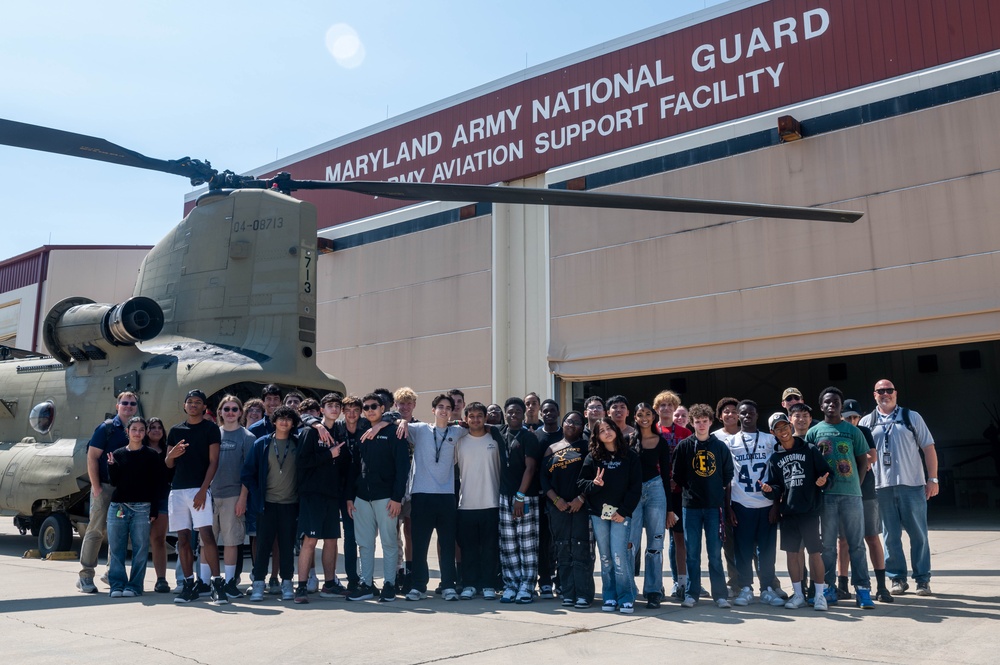 Colonel Zadok Magruder High School students tour Army National Guard hangar at Aberdeen Proving Ground