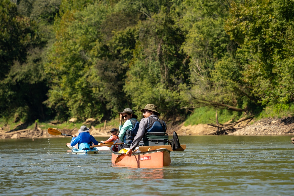 Employees from the U.S. Army Corps of Engineers Louisville District help to relocate mussels at Green River near Brownsville, KY, Sep. 6, 2024.