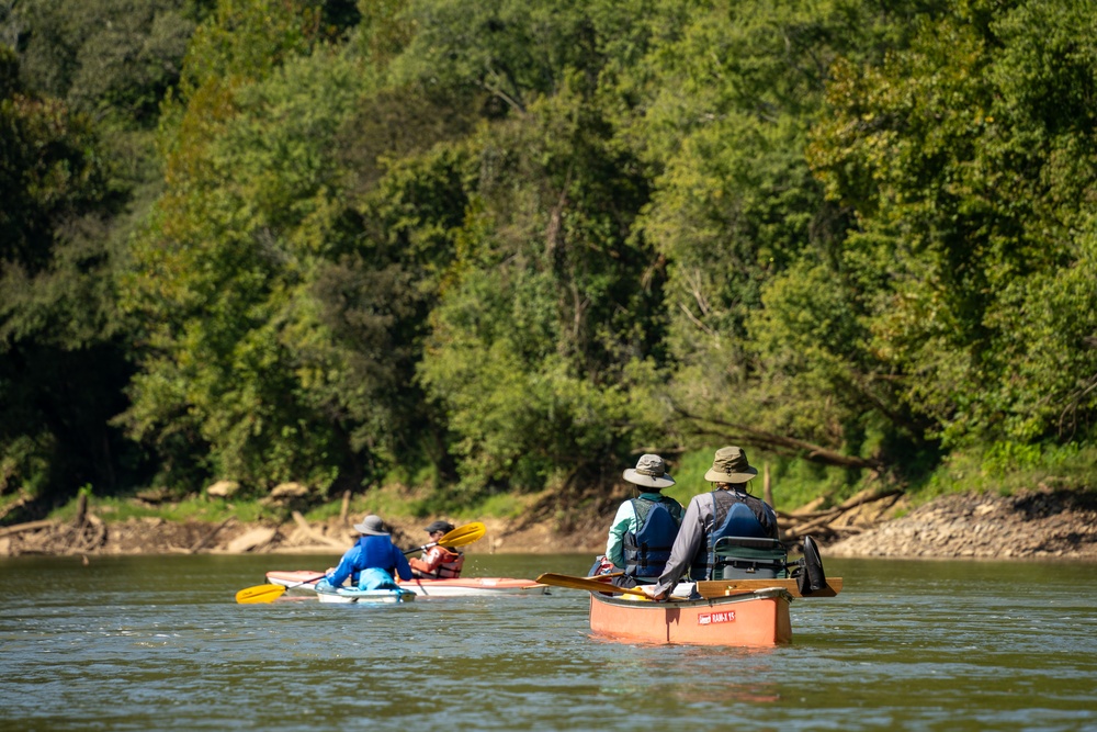 Employees from the U.S. Army Corps of Engineers Louisville District help to relocate mussels at Green River near Brownsville, KY, Sep. 6, 2024
