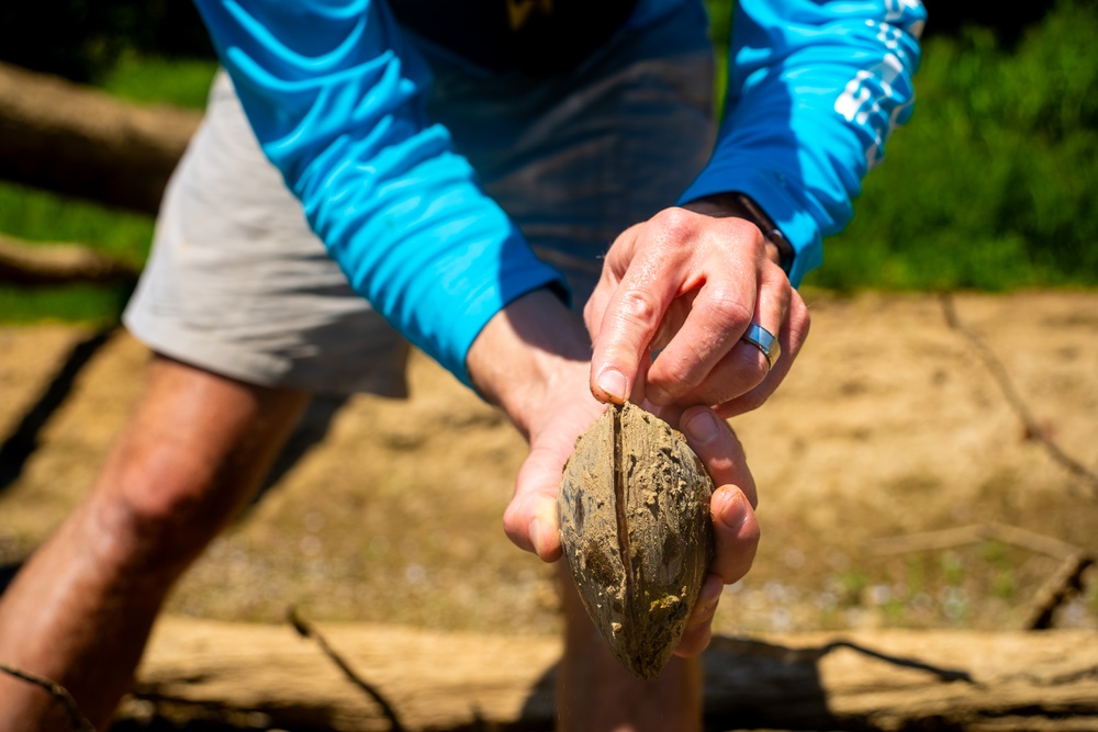 Employees from the U.S. Army Corps of Engineers Louisville District help to relocate mussels at Green River near Brownsville, KY, Sep. 6, 2024