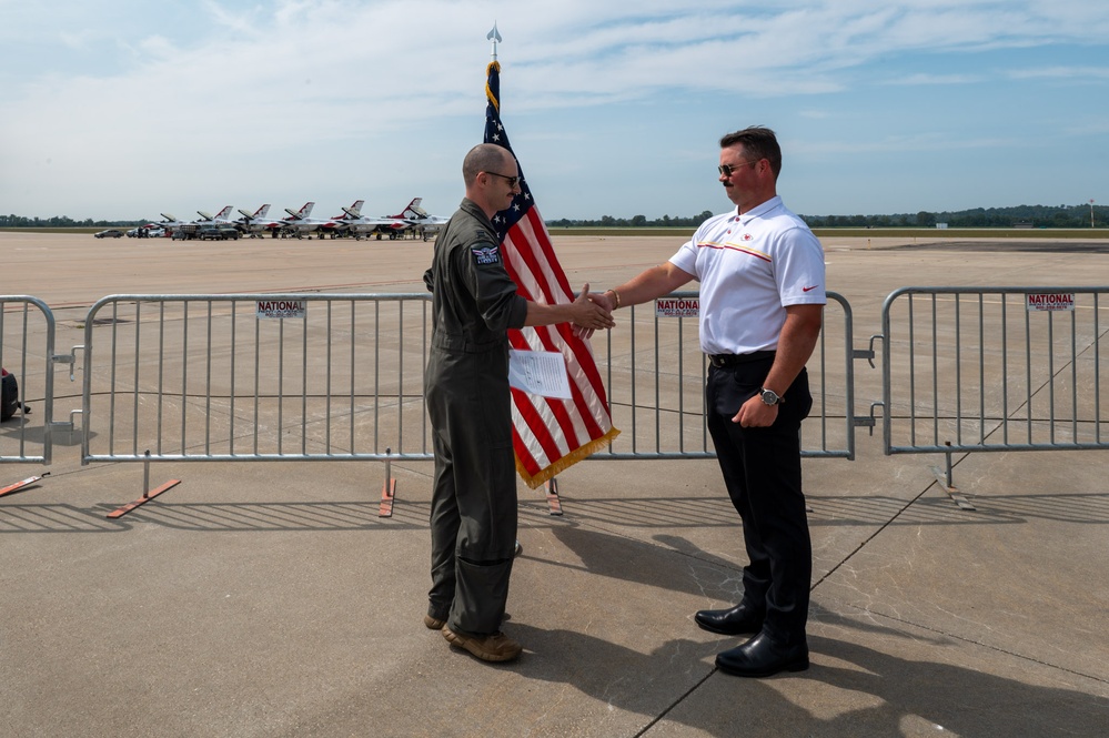 Civilian pilot commissions during airshow