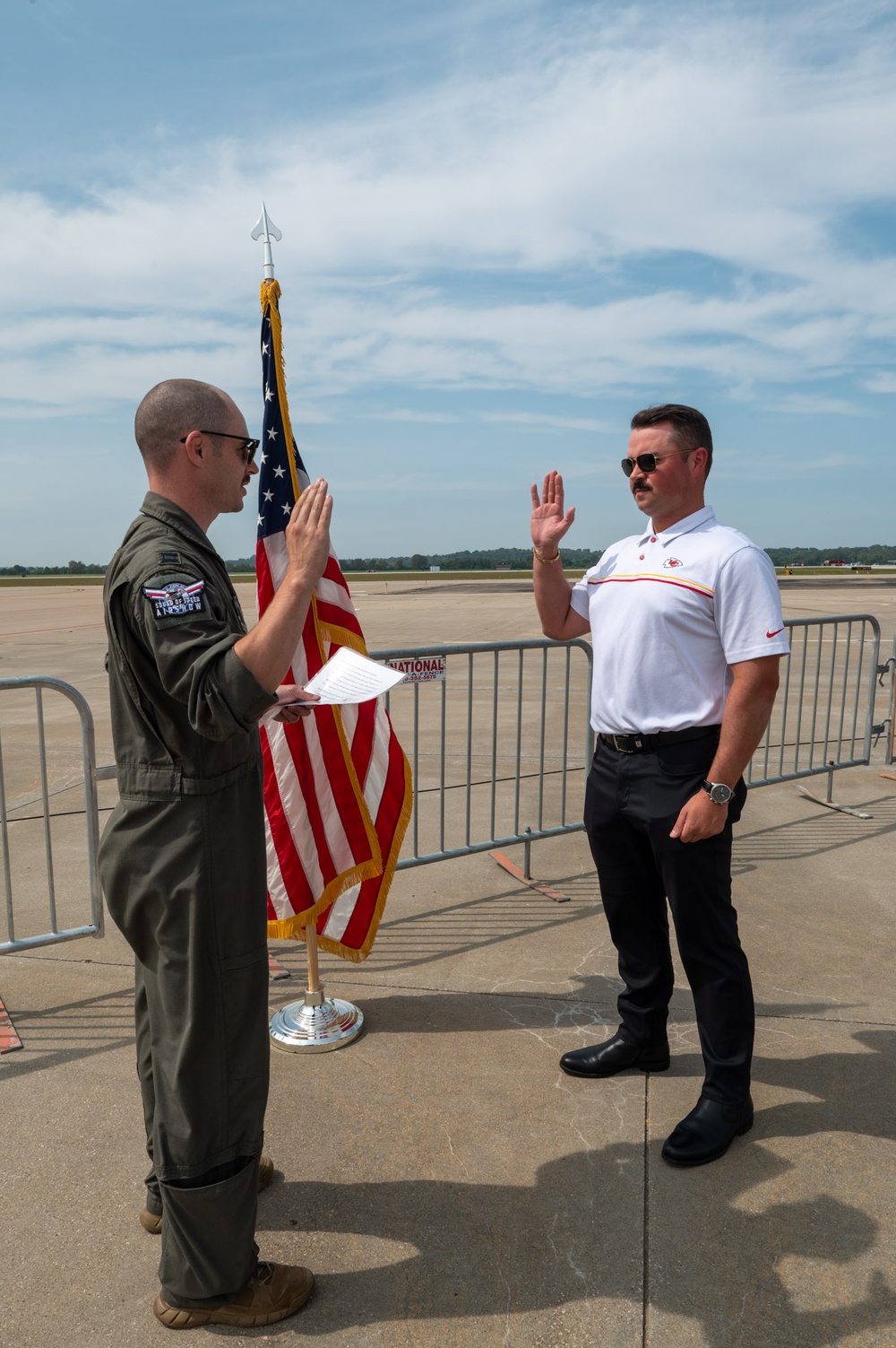 Civilian pilot commissions during airshow