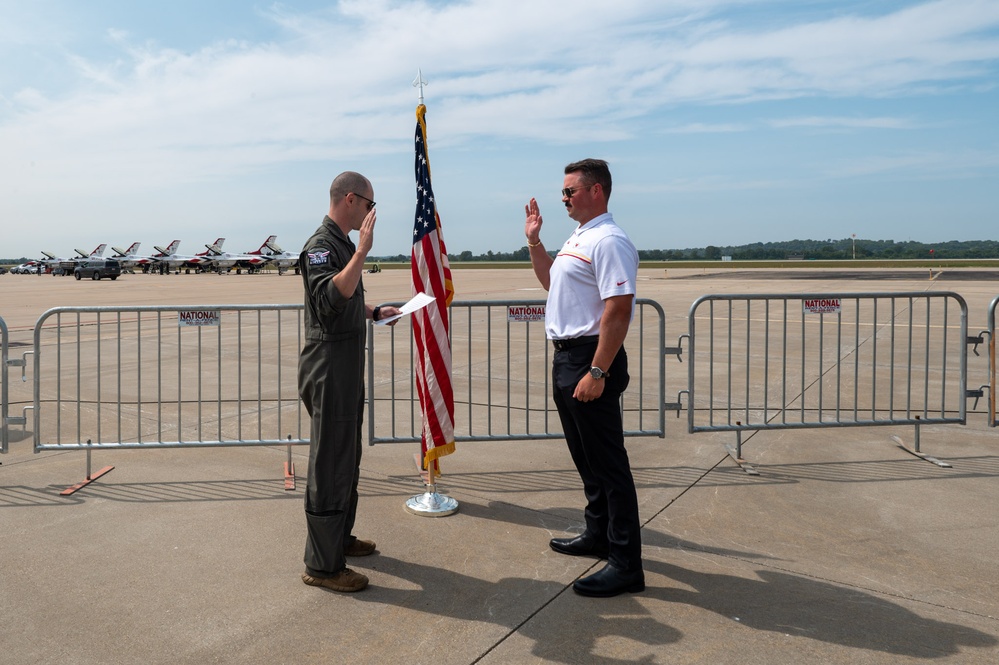 Civilian pilot commissions during airshow