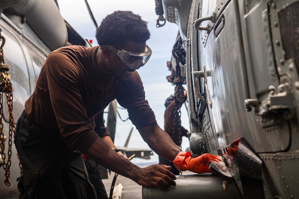 Cleaning Aircraft Aboard Theodore Roosevelt