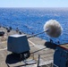 The USS Bulkeley conducts a Pre-Action Calibration Firing Exercise