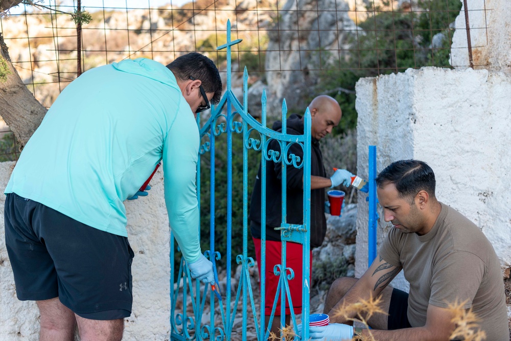 NSA Souda Bay Chief petty officer selects paint local church