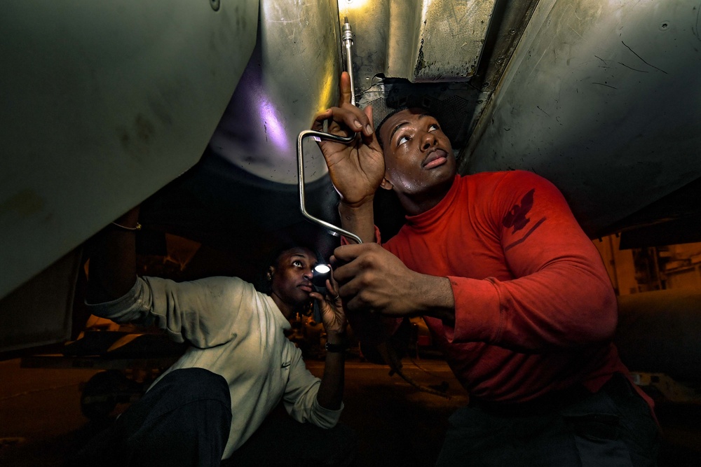 VFA-211 Super Hornet Maintenance Aboard Theodore Roosevelt