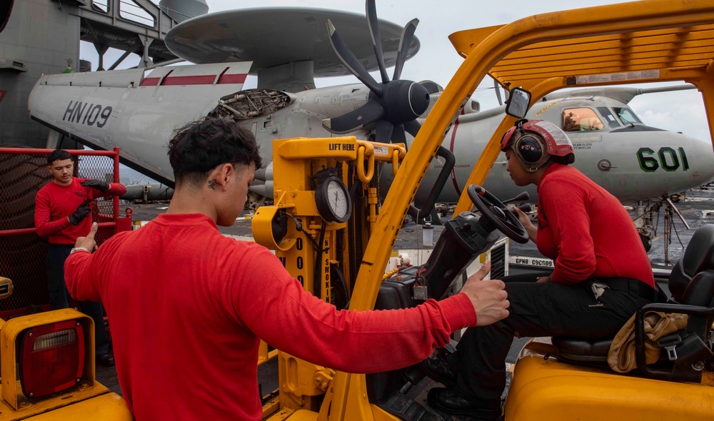 Moving Forklifts Aboard Theodore Roosevelt