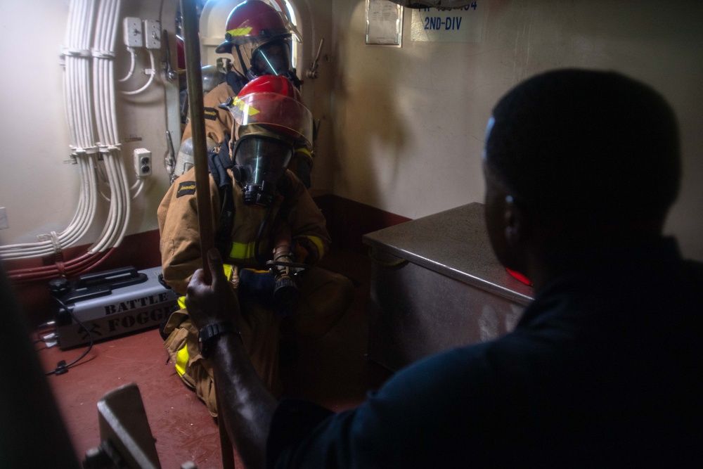 USS San Diego Holds Fire Drill