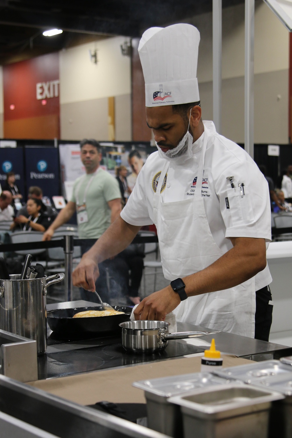 Culinary Specialist 2nd Class Larry Burns competes at the American Culinary Federation (ACF) National Convention in Phoenix, Ariz. on July 16, 2024.