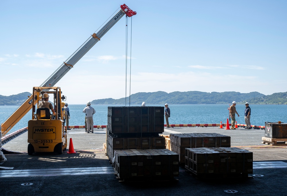 USS America (LHA 6) Conducts Ordnance Handling